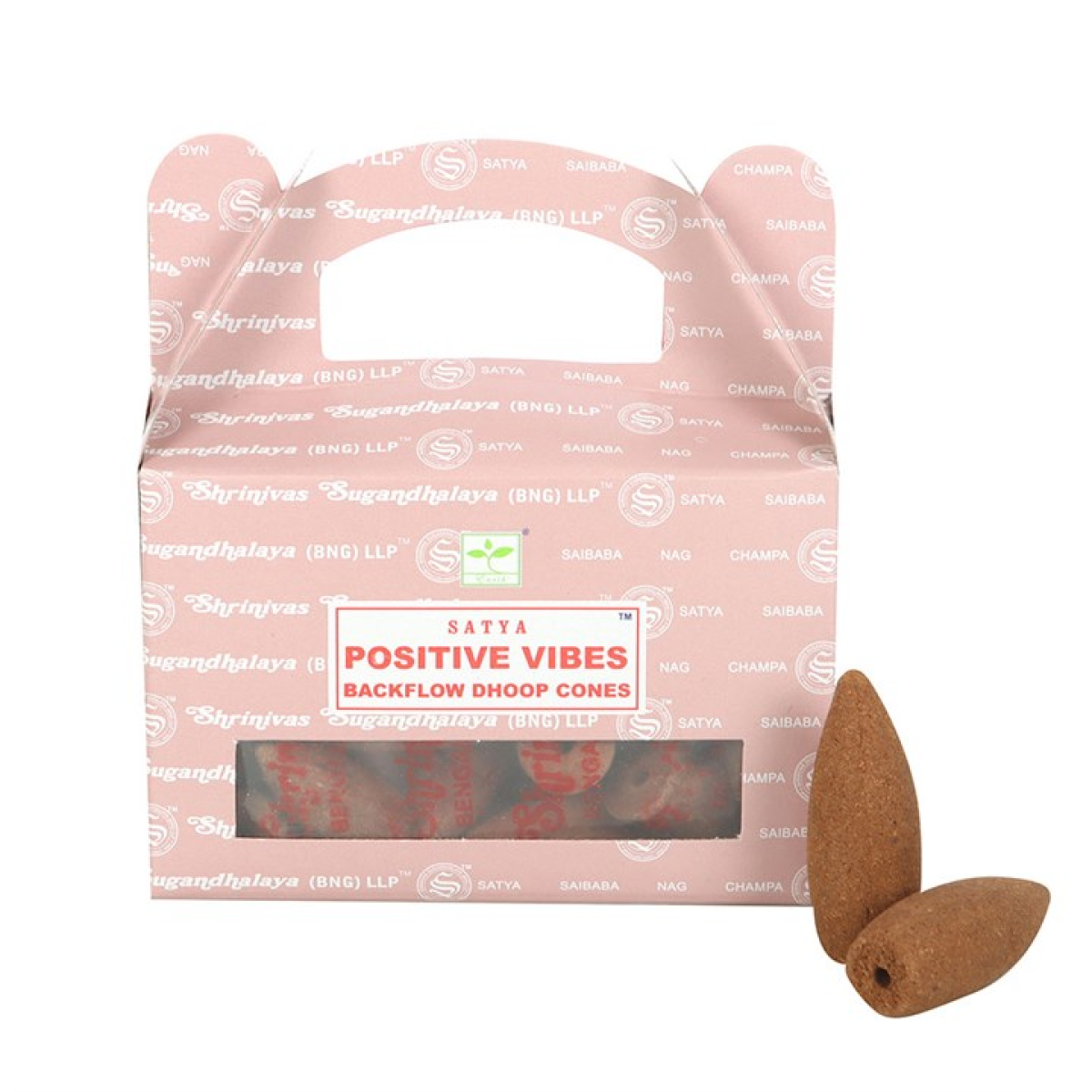 Set of 6 Positive Vibes Backflow Dhoop Incense Cones by Satya (6/30)