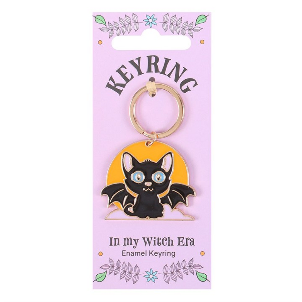 In My Witch Era Bat Cat and Moon Enamel Keyring