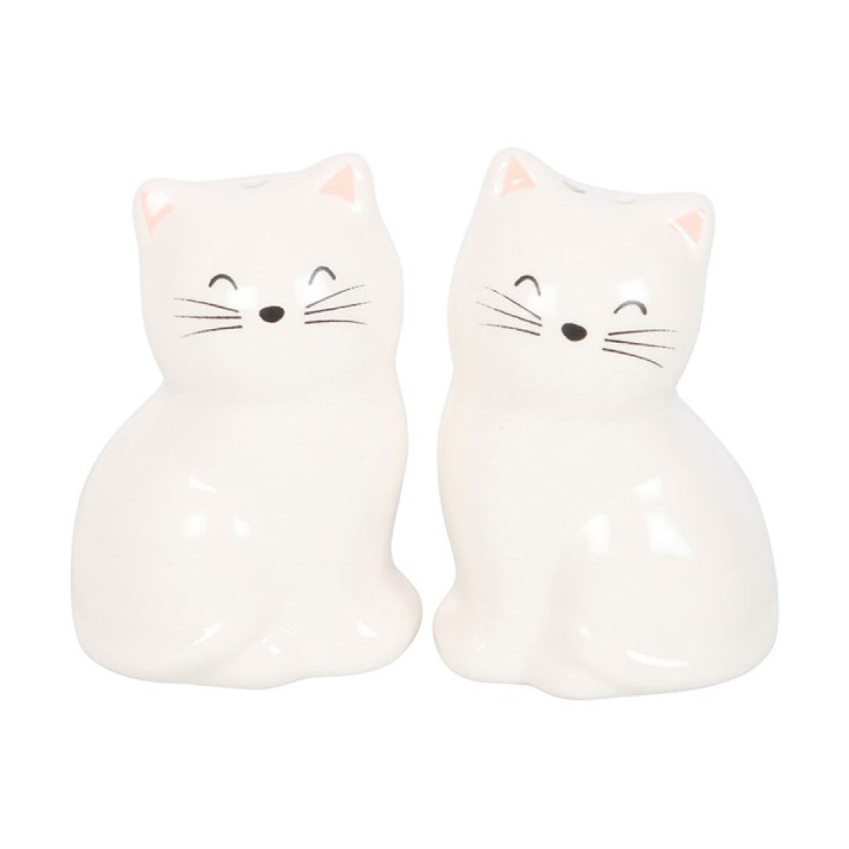 White Cat Shaped Salt and Pepper Shakers