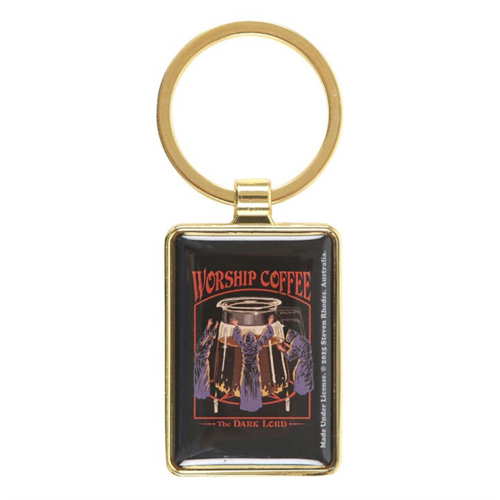 Worship Coffee Keyring by Steven Rhodes