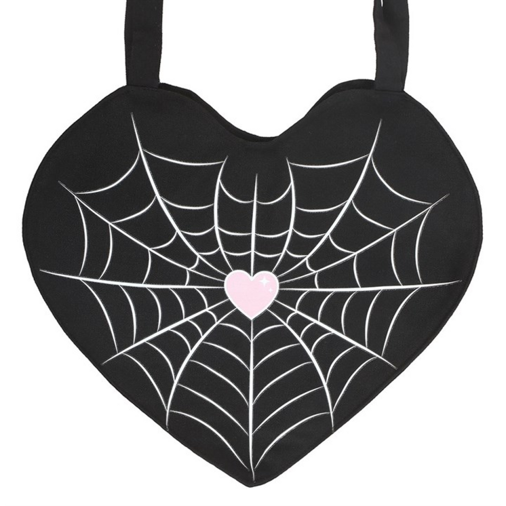 Spiderweb Heart Satin Tote Bag