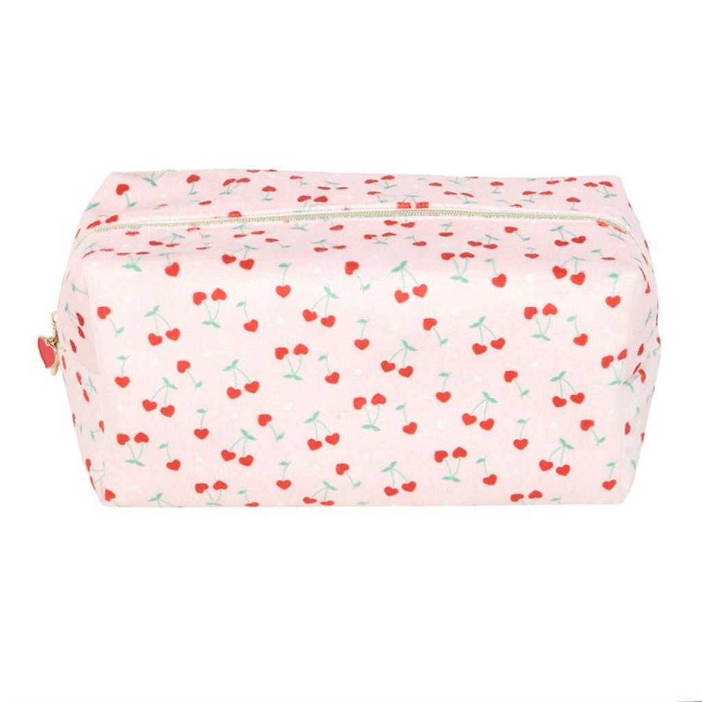 Heart Cherry Print Makeup Bag