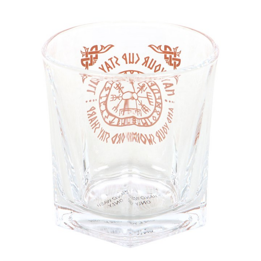 Viking Compass Lowball Drinking Glass with Coaster