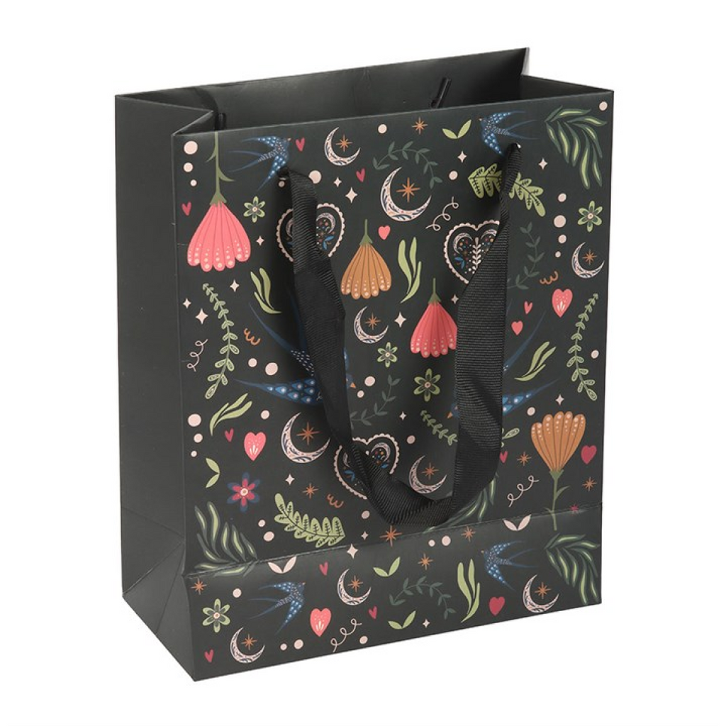 Medium Black Midnight Bloom Print Giftbag