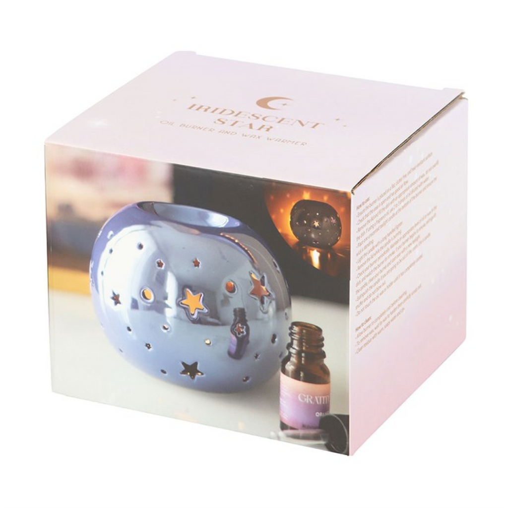 *Purple Iridescent Star Ceramic Oil Burner and Wax Warmer (12/24)