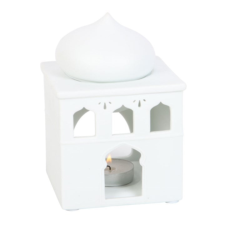 *Off White Gloss Mosque Ceramic Oil Burner (12/48)