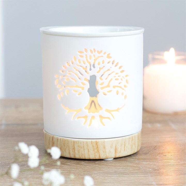 *White Tree of Life Cut Out Ceramic Oil Burner (6/18)