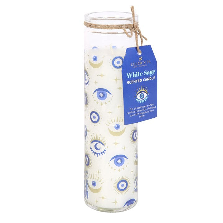 *All Seeing Eye White Sage Candle in Glass Tube (4/20)