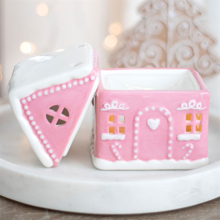*Pink Gingerbread House Ceramic Oil Burner (6/12)