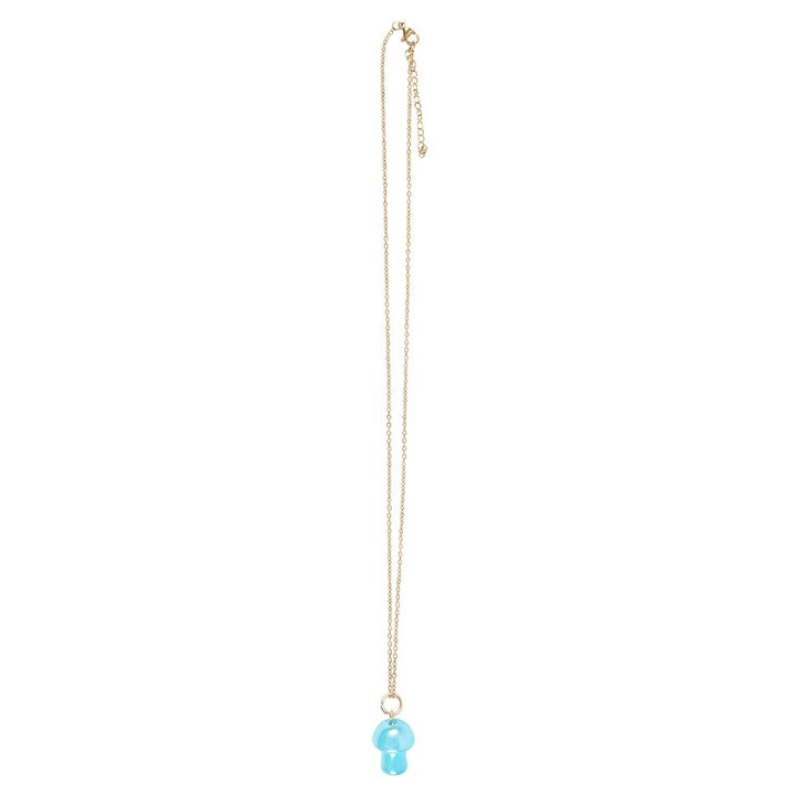 Blue Aura Crystal Mushroom Necklace Greeting Card
