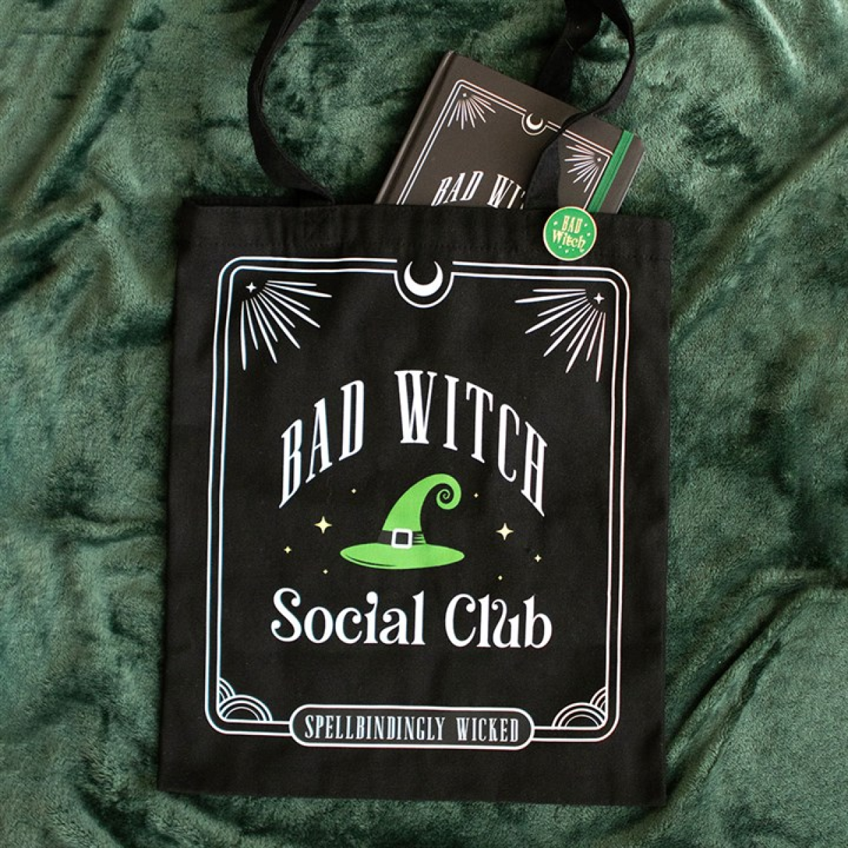 Bad Witch Social Club Polycotton Tote Bag with Pin Badge