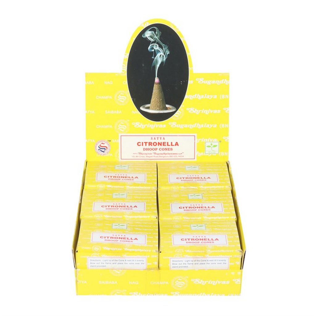 Set of 12 Citronella Dhoop Incense Cones by Satya (6/30)